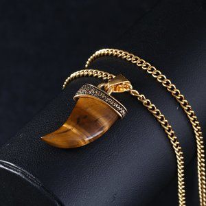 Labradorite Claw Necklace Chain Mens 925 Sterling Silver Titanium FREE SHIPPING